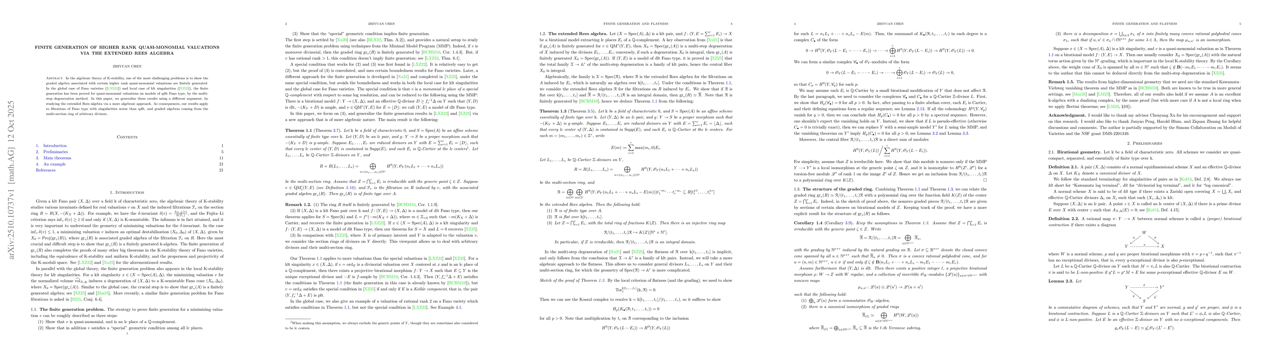 Thumbnail for Finite generation of higher rank quasi-monomial valuations via the
  extended Rees algebra