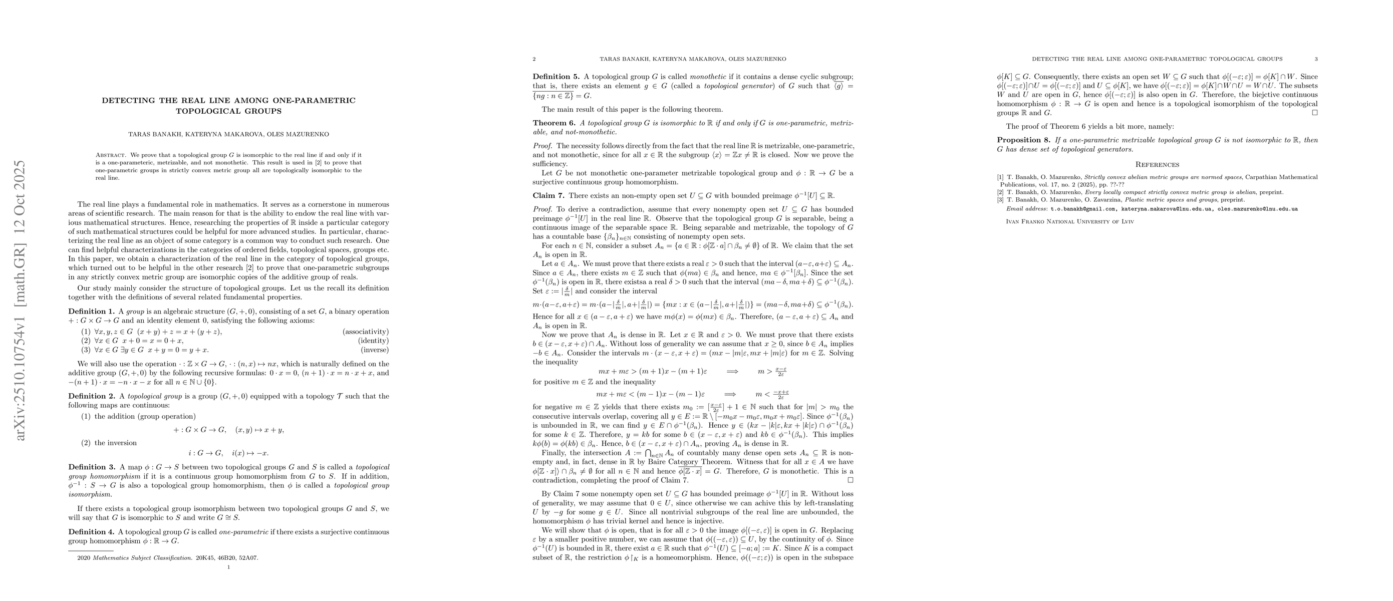 Thumbnail for Detecting the real line among one-parametric topological groups