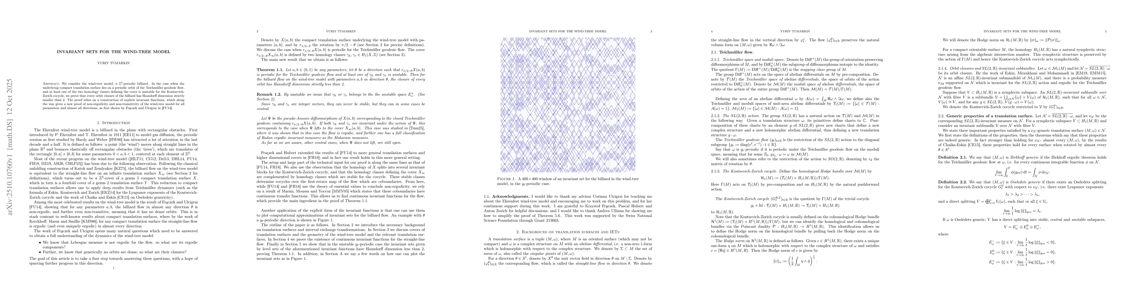 Thumbnail for Invariant sets for the wind-tree model