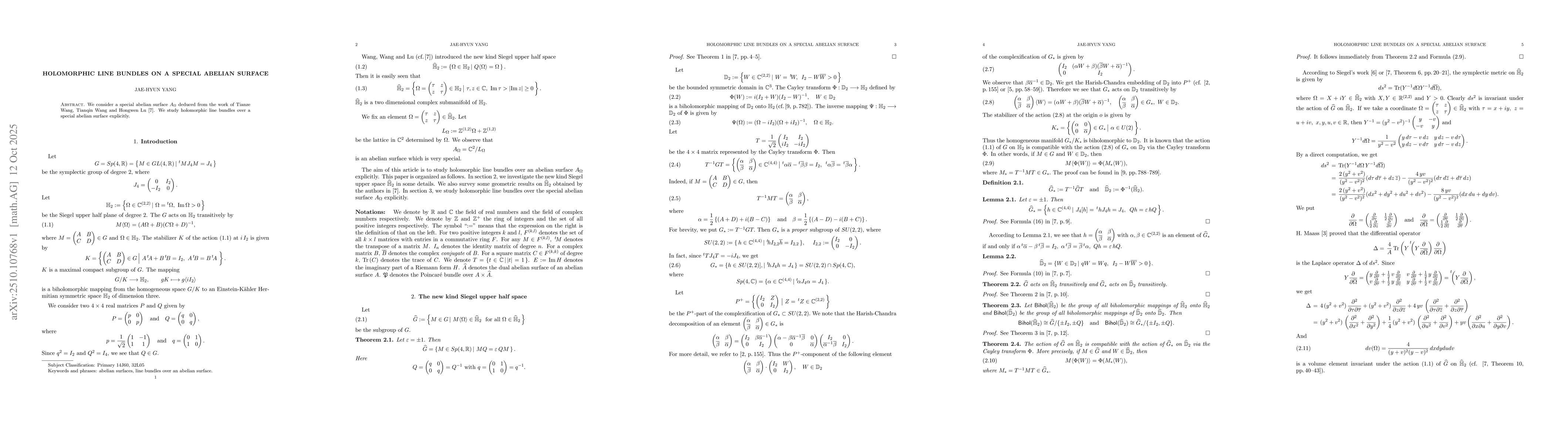 Thumbnail for Holomorphic line bundles on a special abelian surface