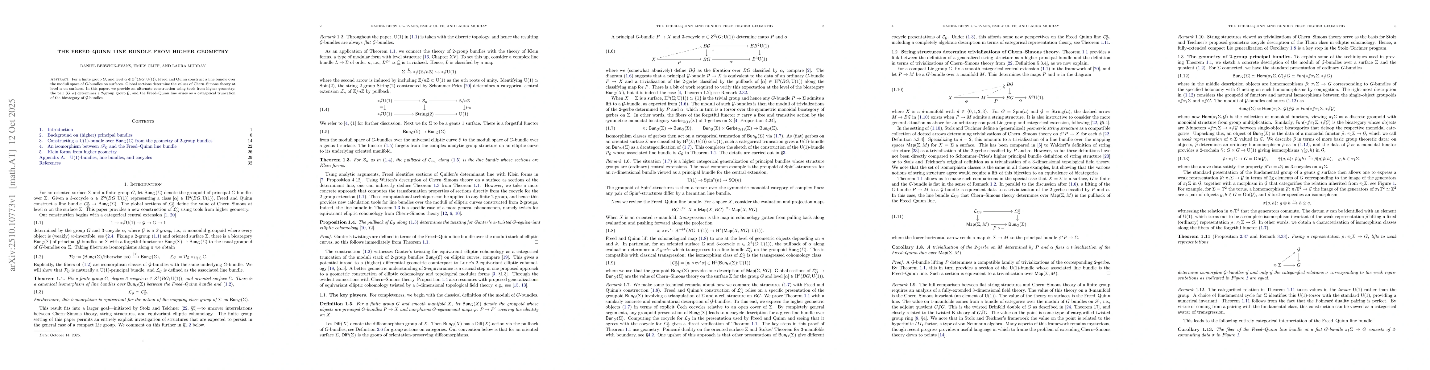 Thumbnail for The Freed--Quinn line bundle from higher geometry