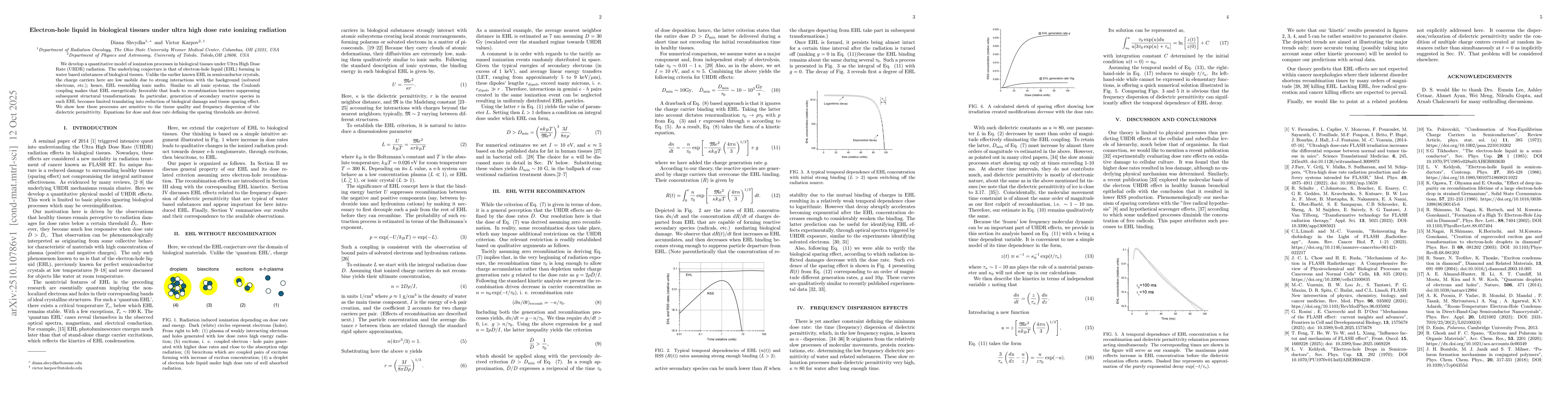 Thumbnail for Electron-hole liquid in biological tissues under ultra high dose rate
  ionizing radiation