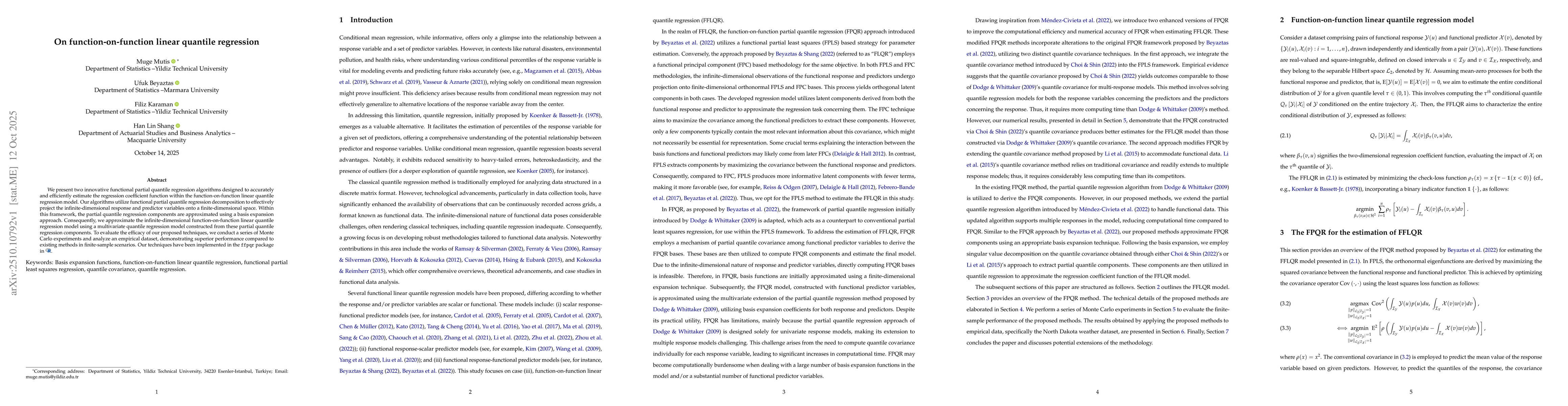 Thumbnail for On function-on-function linear quantile regression
