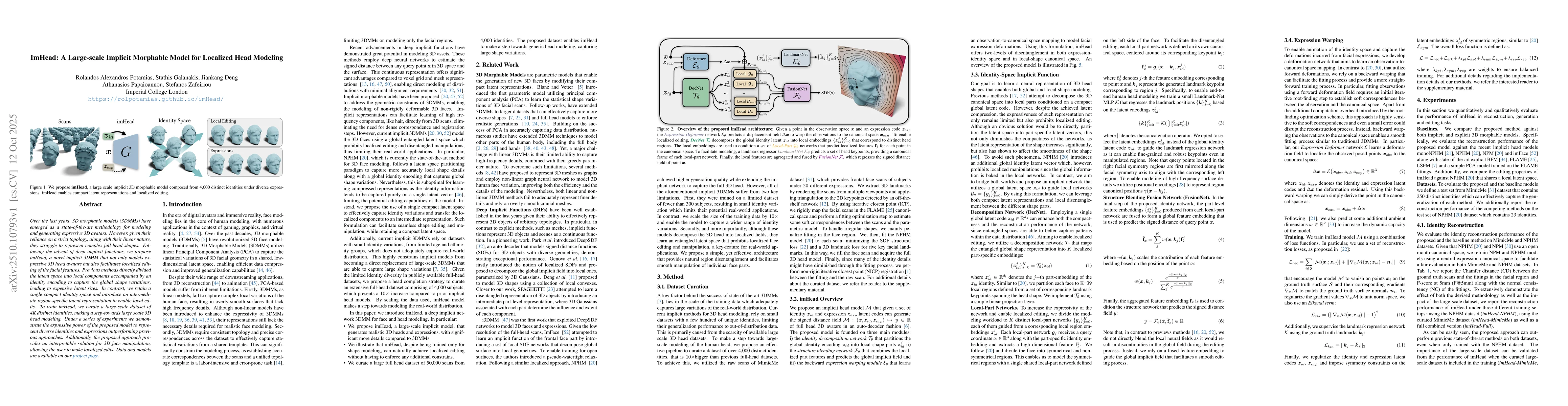 Thumbnail for ImHead: A Large-scale Implicit Morphable Model for Localized Head
  Modeling