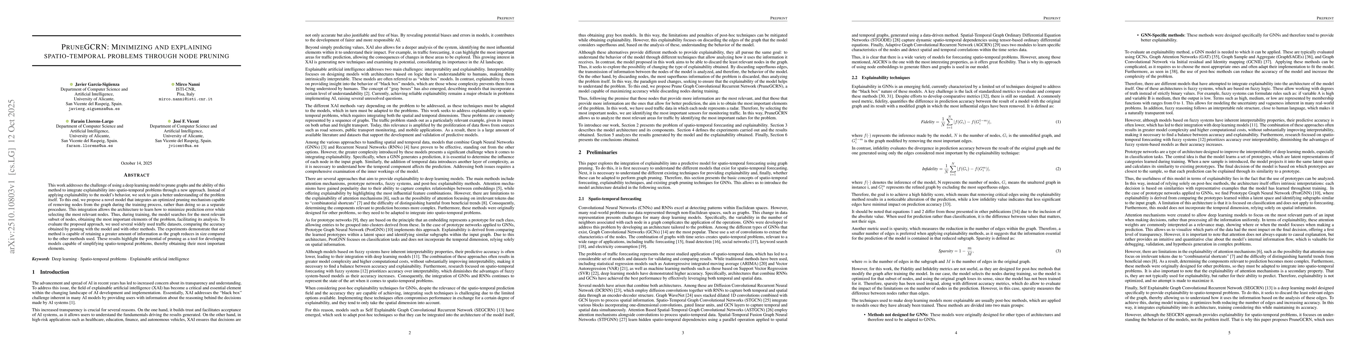 Thumbnail for PruneGCRN: Minimizing and explaining spatio-temporal problems through
  node pruning