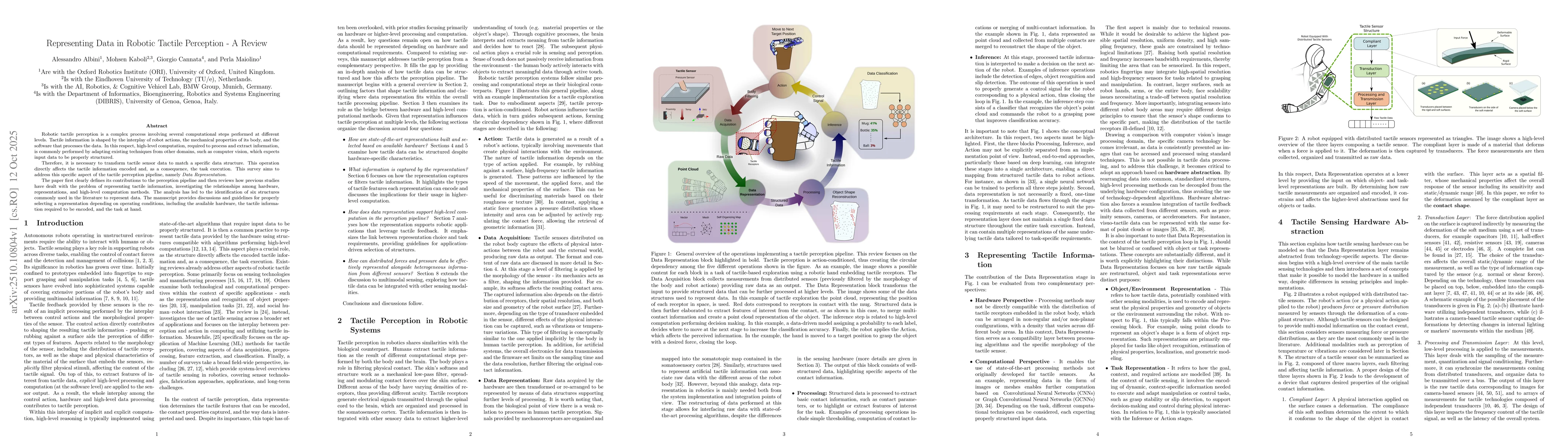 Thumbnail for Representing Data in Robotic Tactile Perception -- A Review