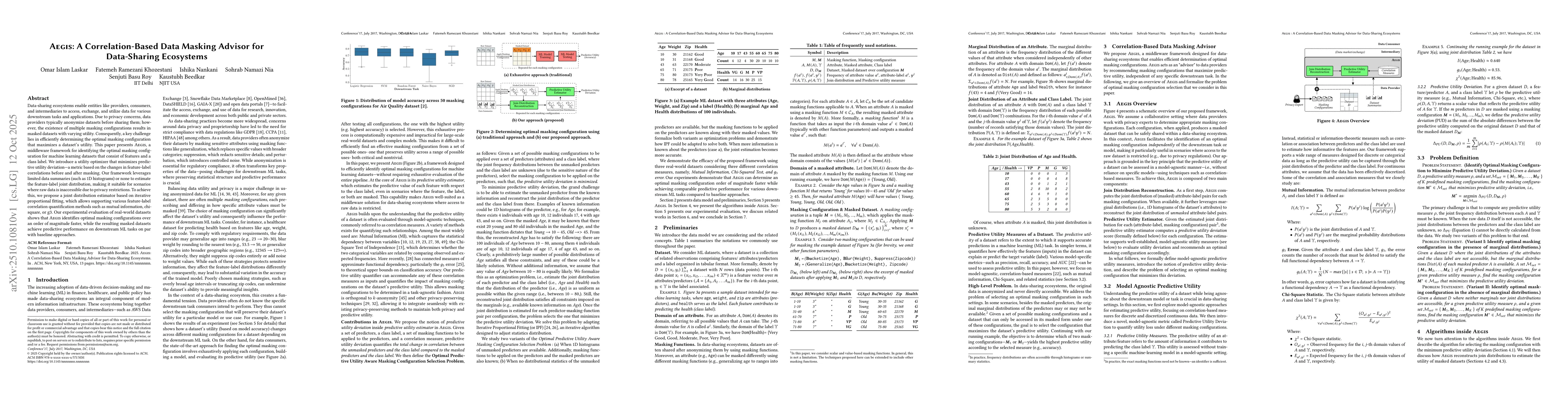Thumbnail for Aegis: A Correlation-Based Data Masking Advisor for Data Sharing
  Ecosystems