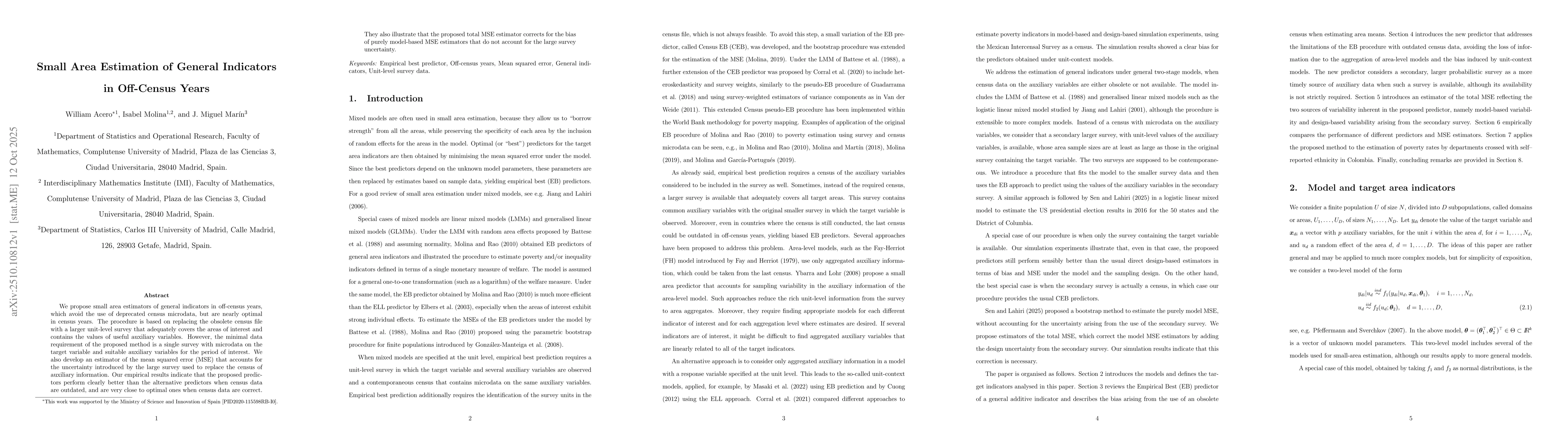 Thumbnail for Small Area Estimation of General Indicators in Off-Census Years