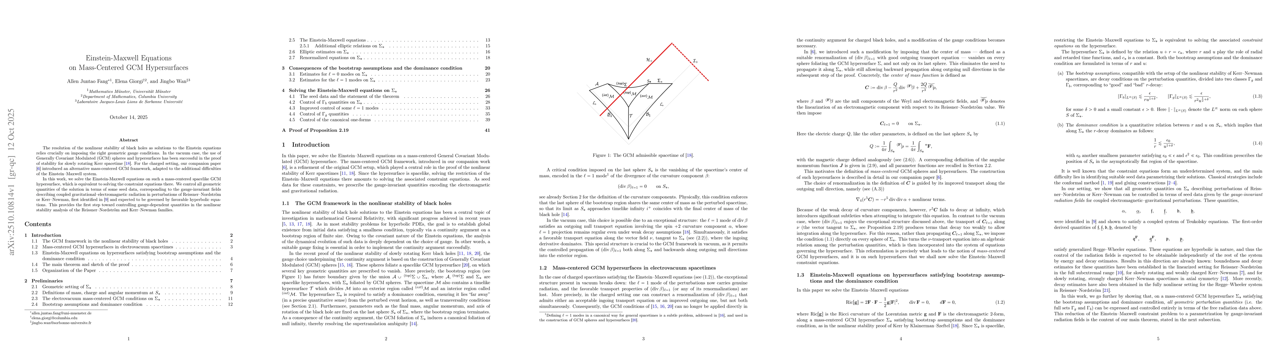 Thumbnail for Einstein-Maxwell Equations on Mass-Centered GCM Hypersurfaces