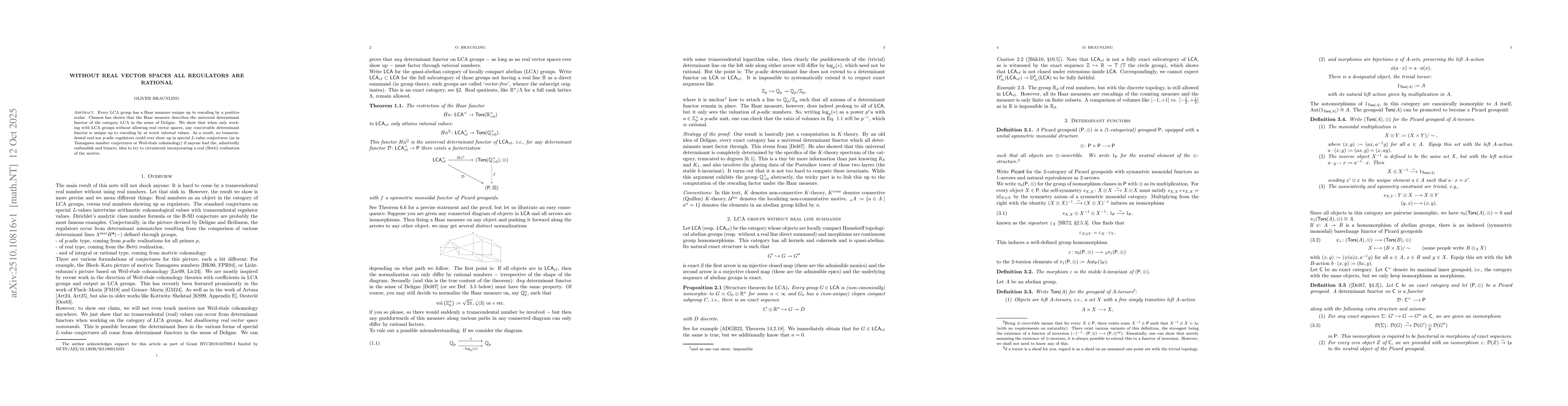 Thumbnail for Without real vector spaces all regulators are rational