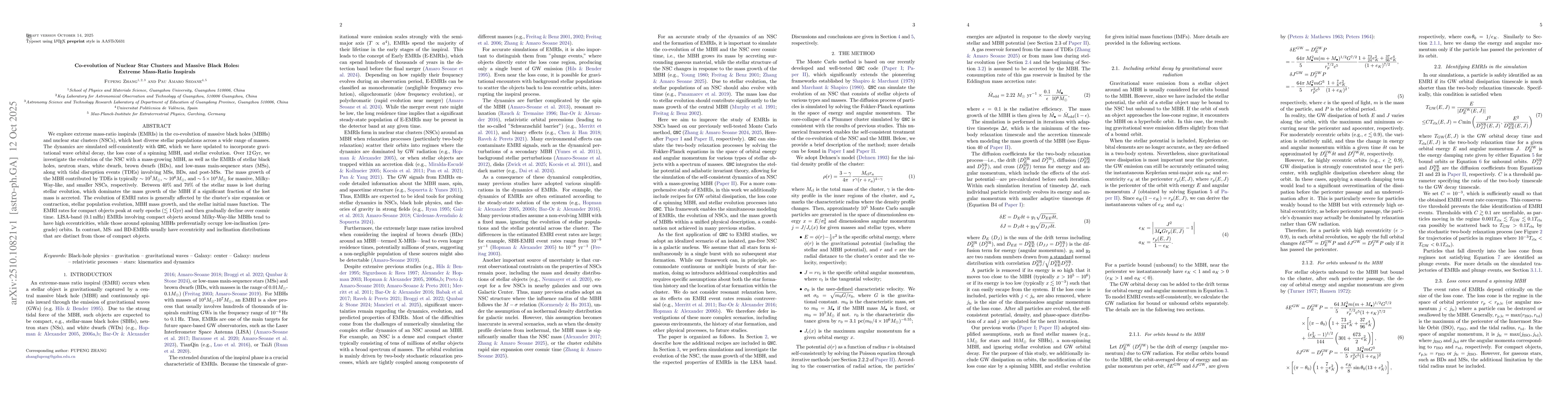 Thumbnail for Co-evolution of Nuclear Star Clusters and Massive Black Holes: Extreme
  Mass-Ratio Inspirals