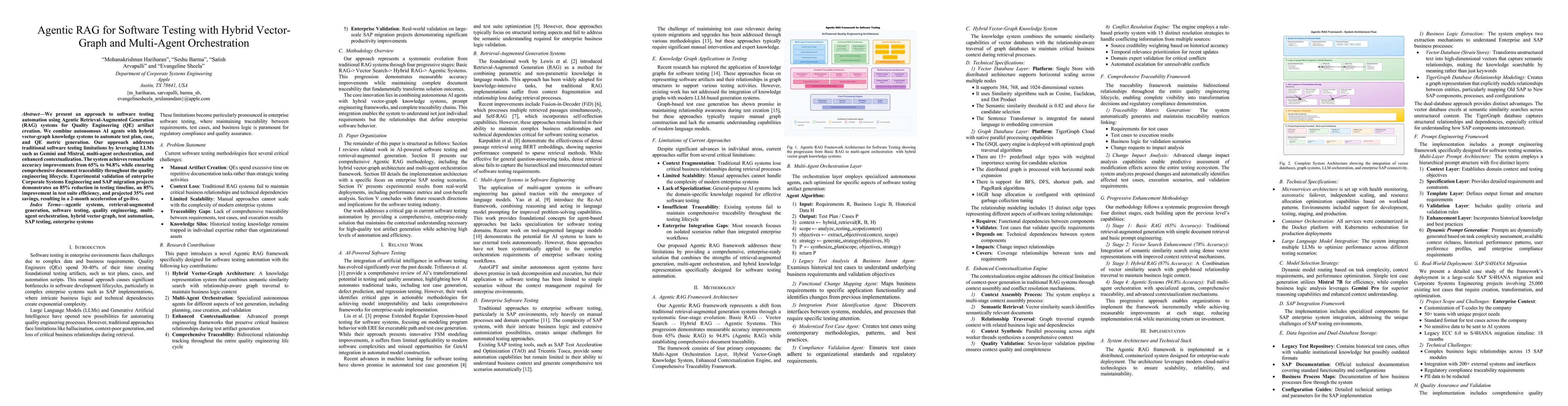 Thumbnail for Agentic RAG for Software Testing with Hybrid Vector-Graph and
  Multi-Agent Orchestration