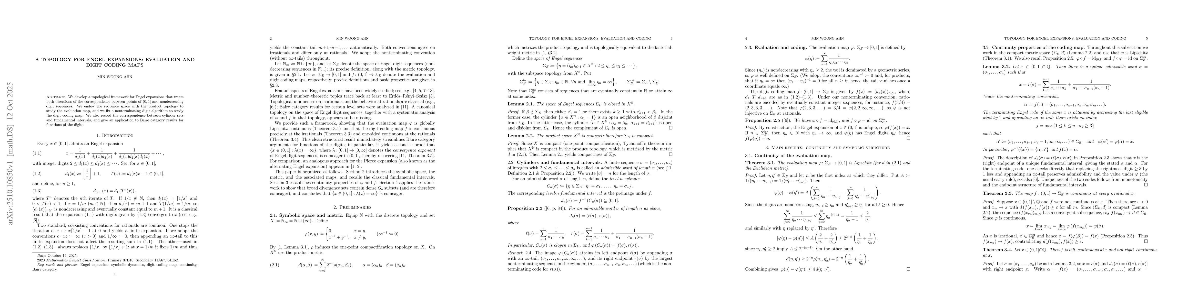 Thumbnail for A topology for Engel expansions: evaluation and digit coding maps