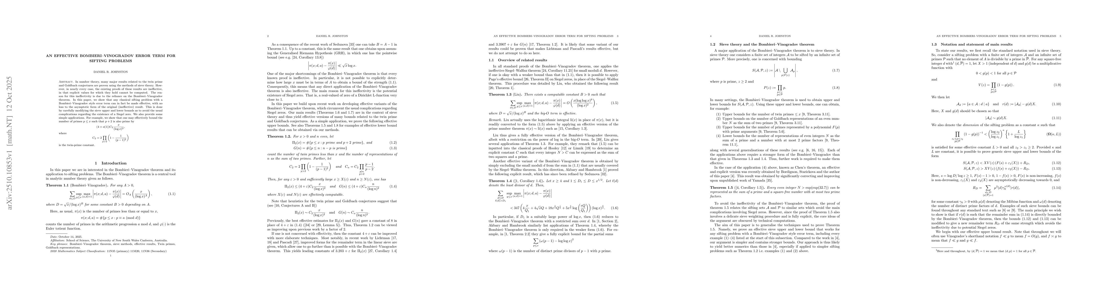 Thumbnail for An effective Bombieri-Vinogradov error term for sifting problems