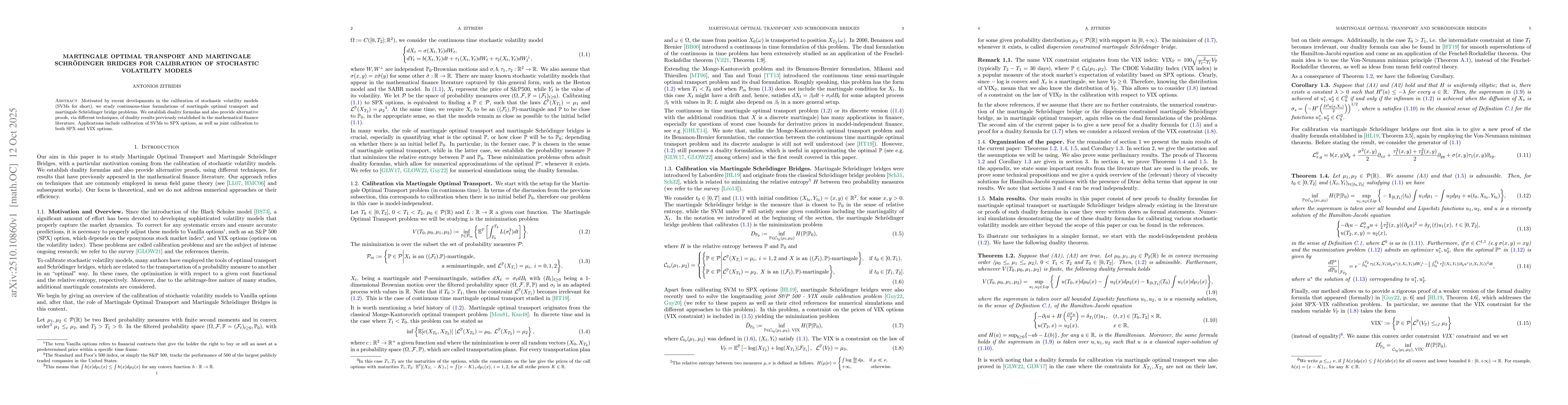 Thumbnail for Martingale Optimal Transport and Martingale Schrödinger Bridges for
  Calibration of Stochastic Volatility Models