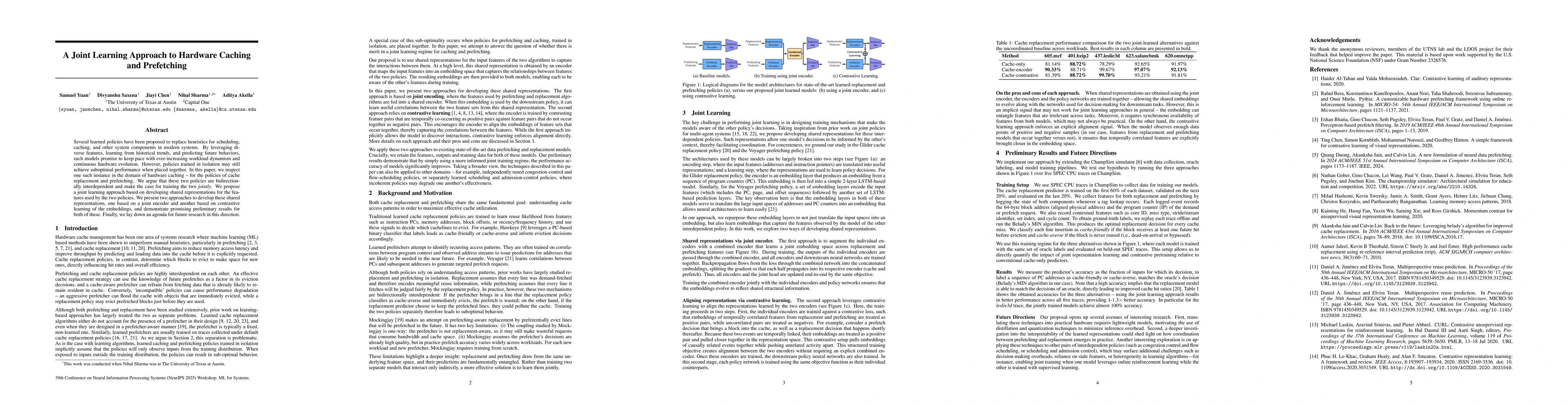 Thumbnail for A Joint Learning Approach to Hardware Caching and Prefetching