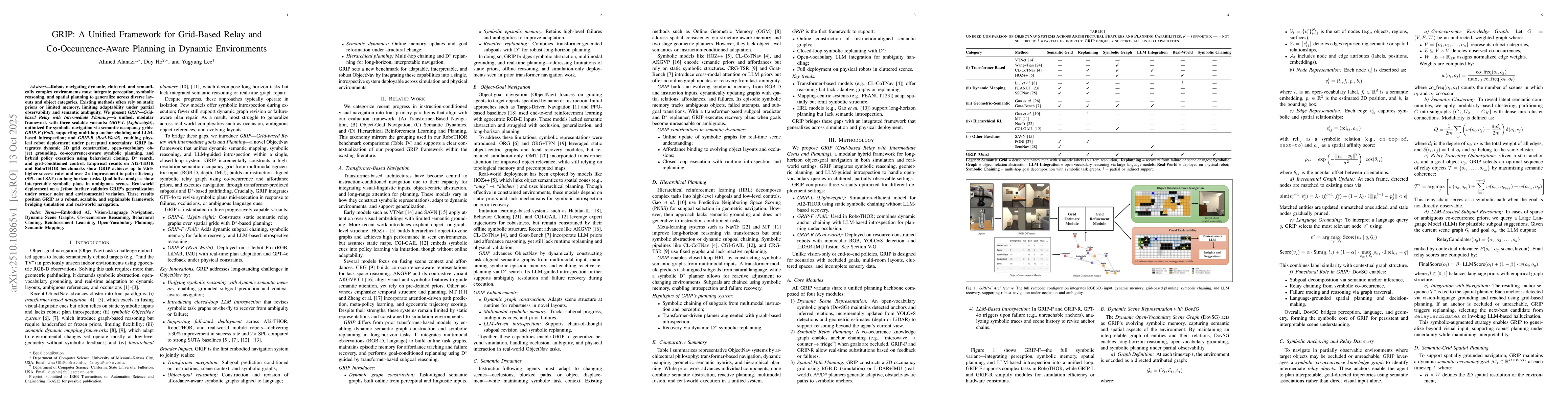 Thumbnail for GRIP: A Unified Framework for Grid-Based Relay and Co-Occurrence-Aware
  Planning in Dynamic Environments