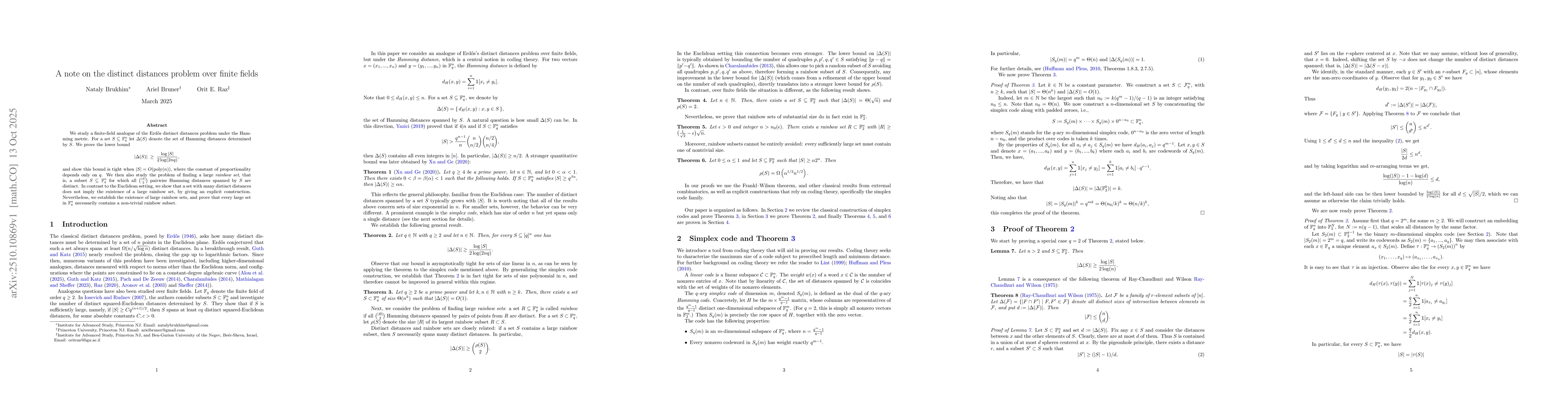 Thumbnail for A note on the distinct distances problem over finite fields