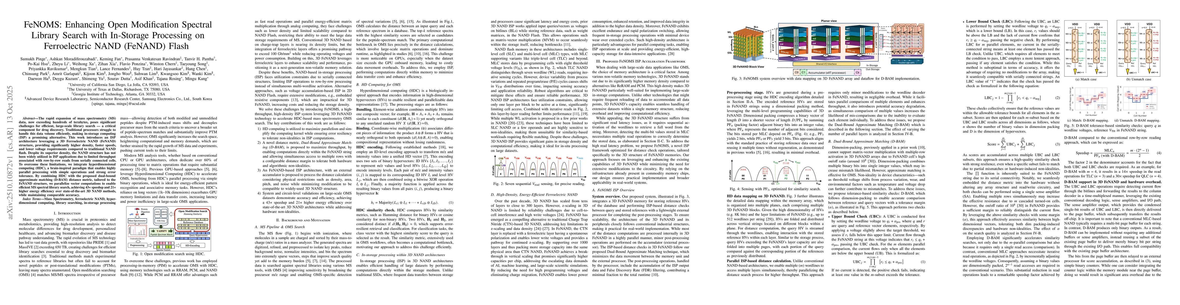 Thumbnail for FeNOMS: Enhancing Open Modification Spectral Library Search with
  In-Storage Processing on Ferroelectric NAND (FeNAND) Flash