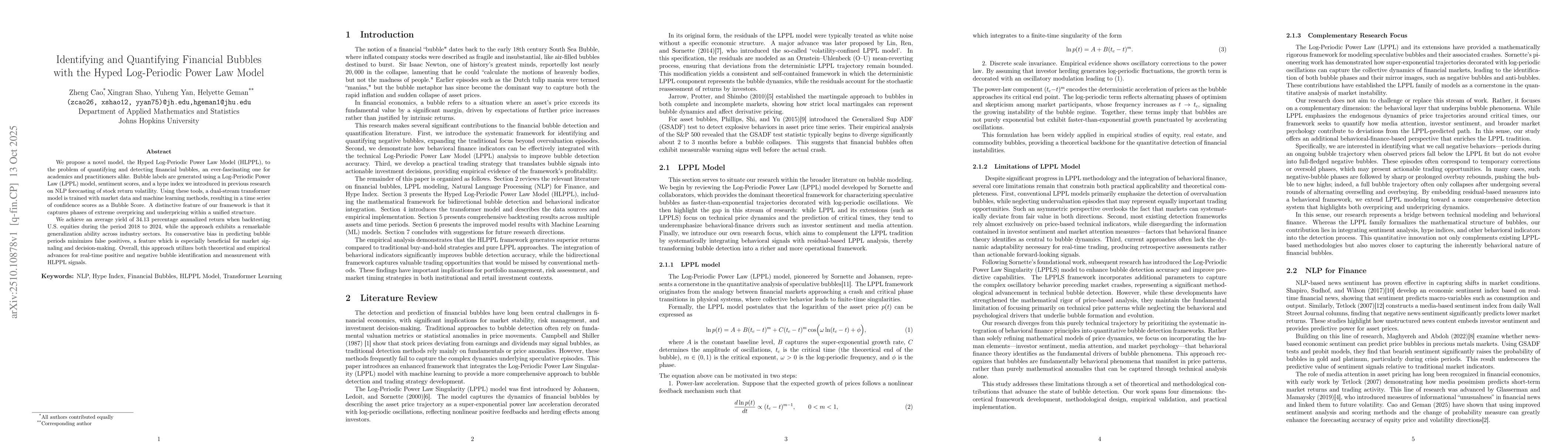 Thumbnail for Identifying and Quantifying Financial Bubbles with the Hyped
  Log-Periodic Power Law Model