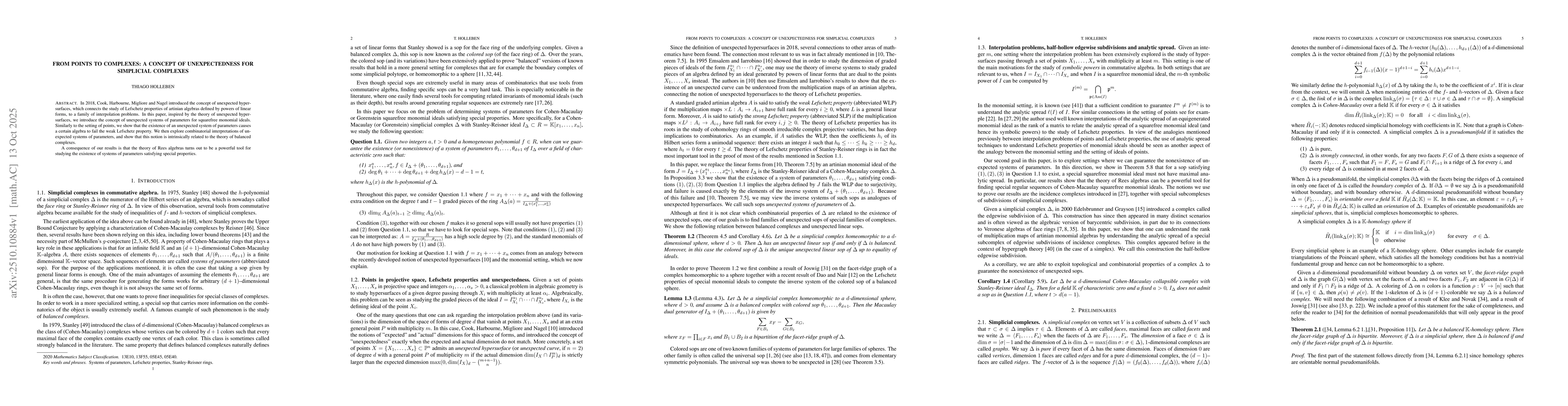 Thumbnail for From points to complexes: a concept of unexpectedness for simplicial
  complexes