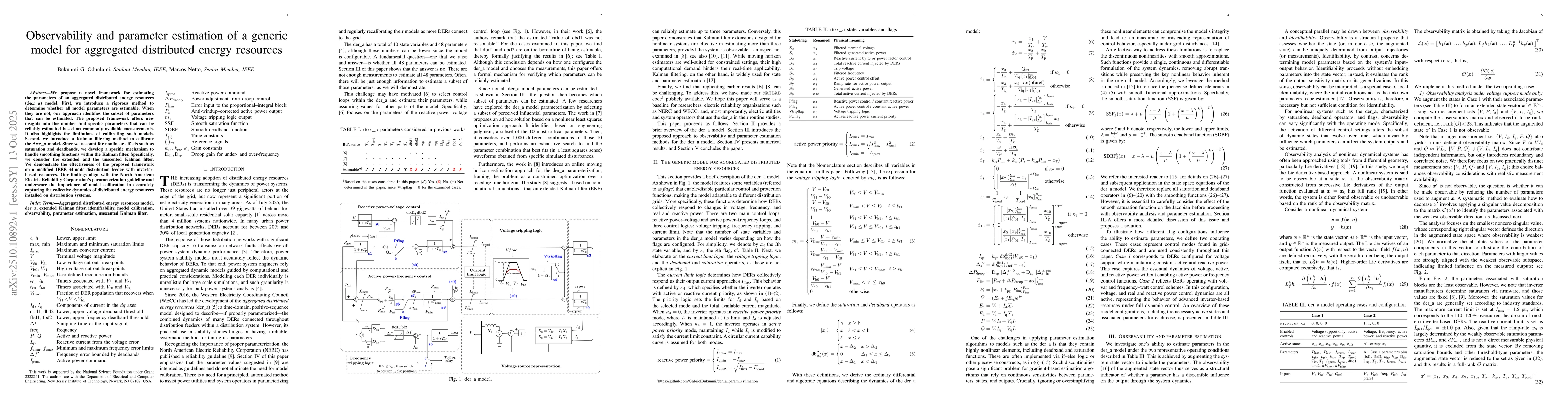 Thumbnail for Observability and parameter estimation of a generic model for aggregated
  distributed energy resources