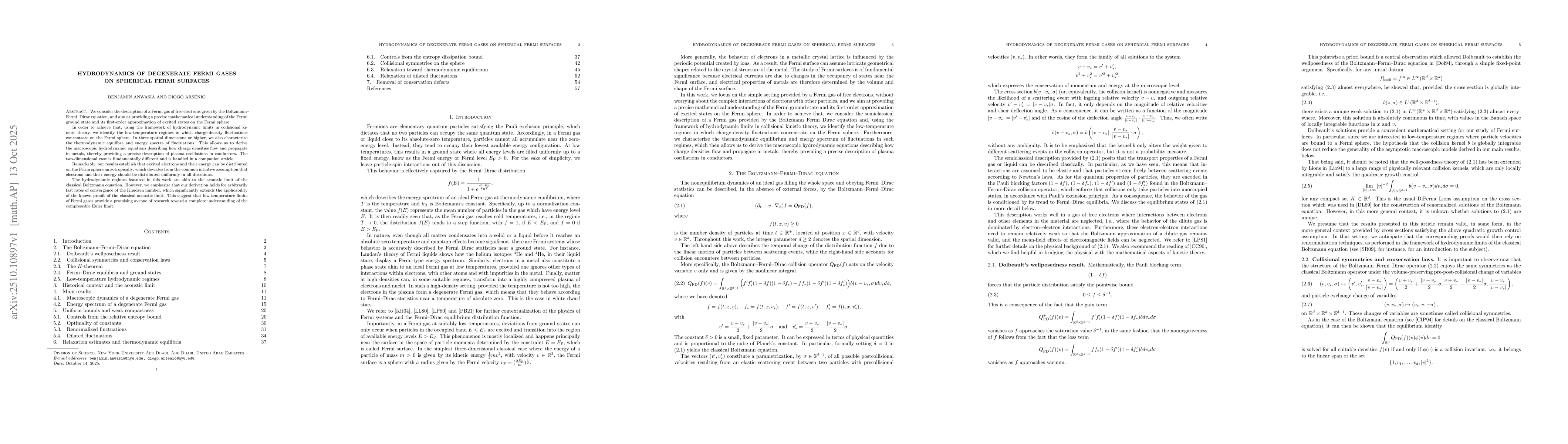 Thumbnail for Hydrodynamics of degenerate Fermi gases on spherical Fermi surfaces