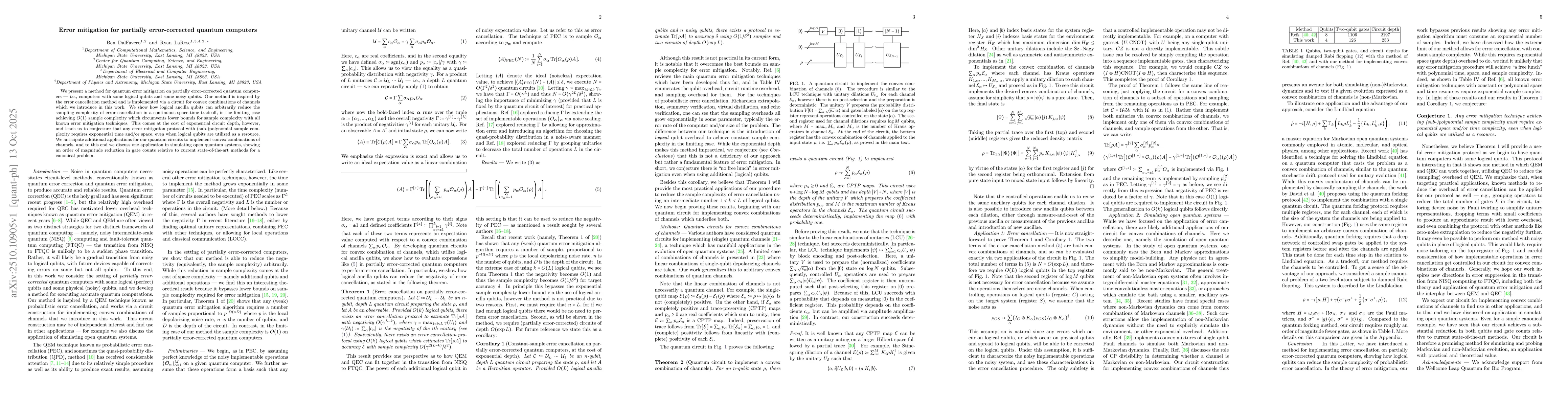 Thumbnail for Error mitigation for partially error-corrected quantum computers