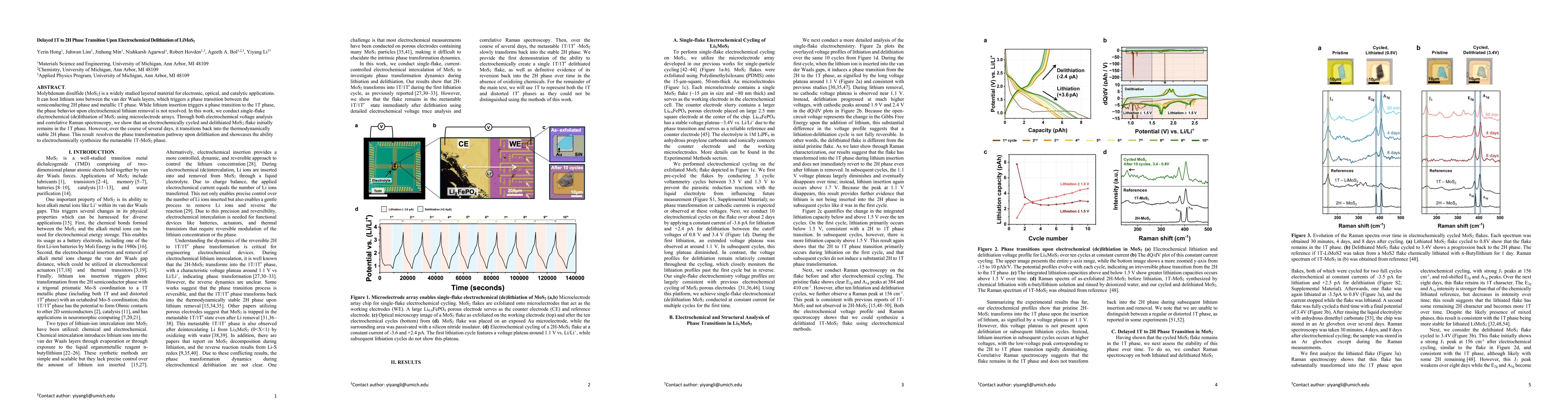 Thumbnail for Delayed 1T to 2H Phase Transition Upon Electrochemical Delithiation of
  LiMoS2