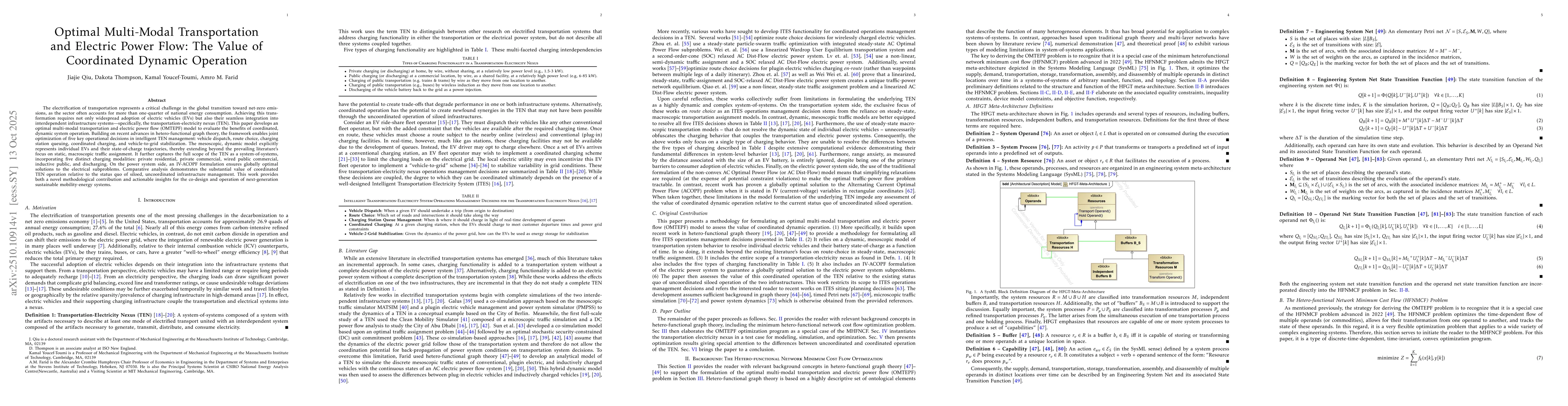 Thumbnail for Optimal Multi-Modal Transportation and Electric Power Flow: The Value of
  Coordinated Dynamic Operation