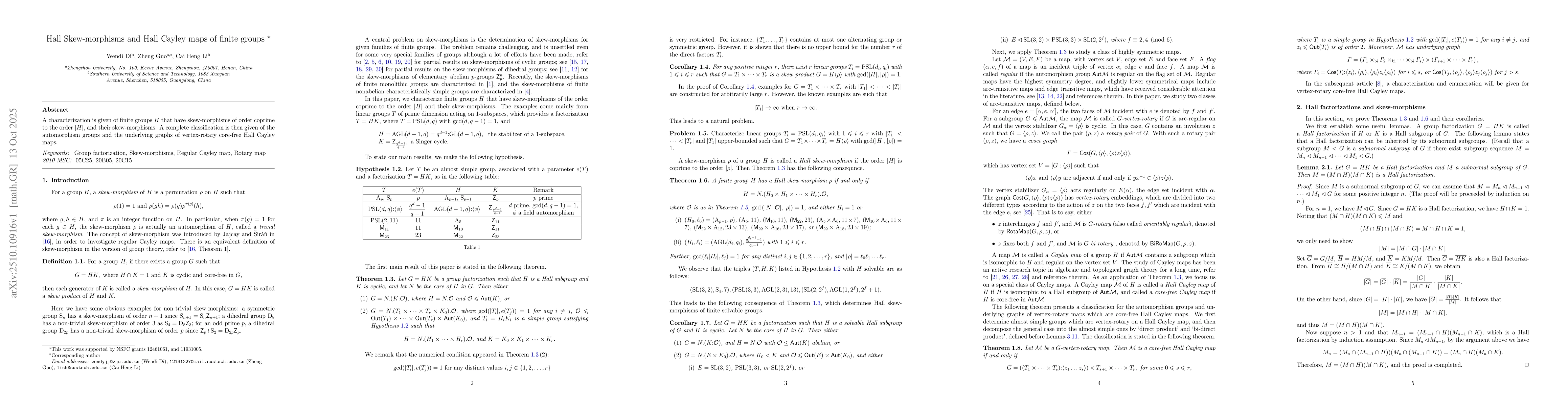 Thumbnail for Hall Skew-morphisms and Hall Cayley maps of finite groups