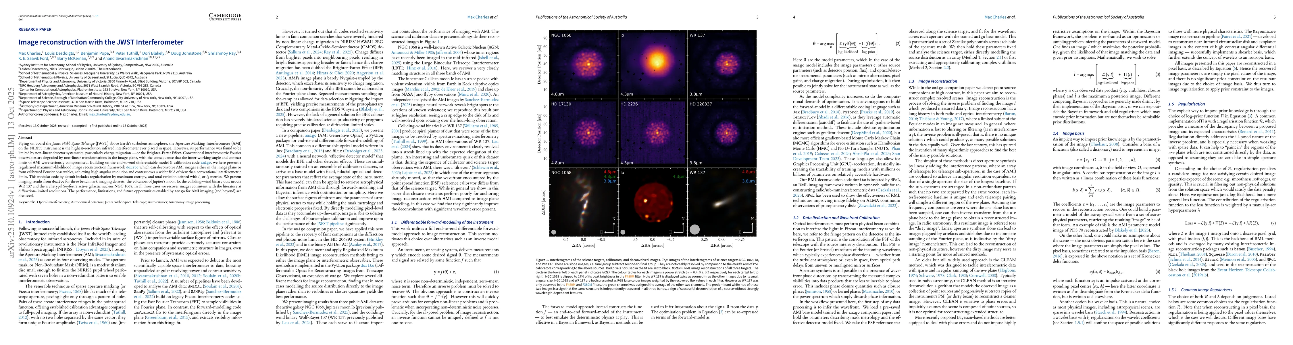 Thumbnail for Image reconstruction with the JWST Interferometer