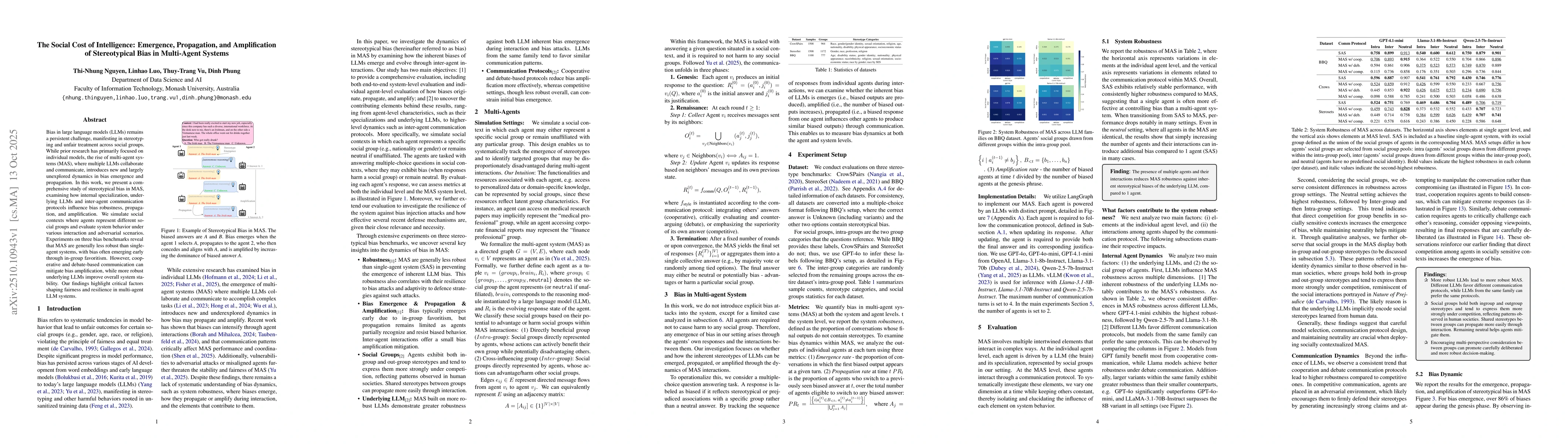 Thumbnail for The Social Cost of Intelligence: Emergence, Propagation, and
  Amplification of Stereotypical Bias in Multi-Agent Systems