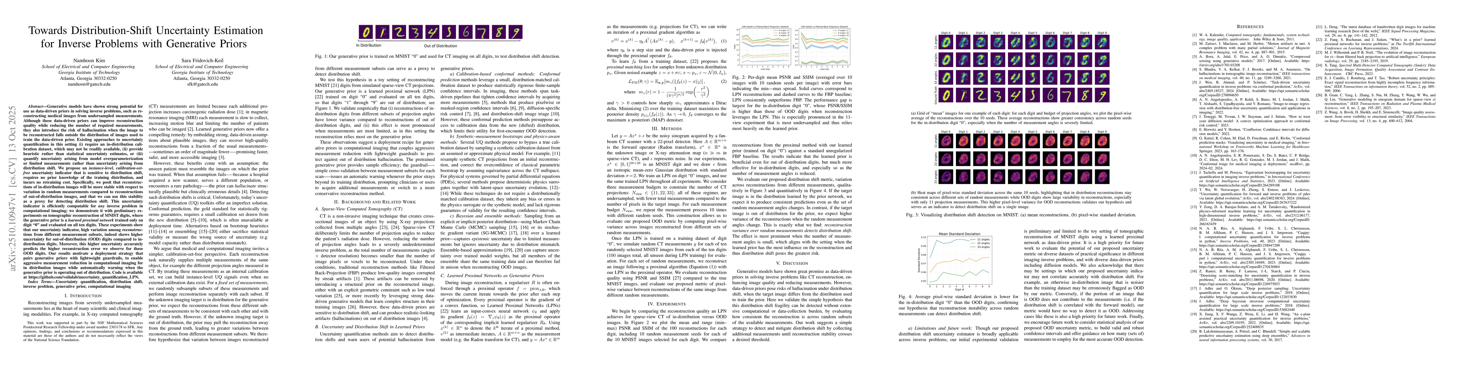 Thumbnail for Towards Distribution-Shift Uncertainty Estimation for Inverse Problems
  with Generative Priors