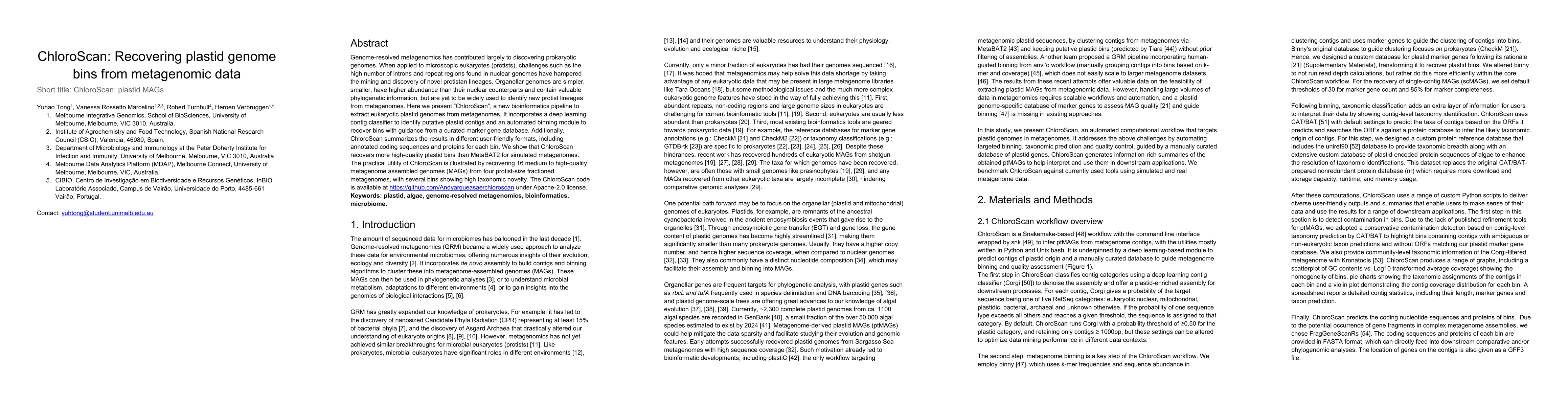 Thumbnail for ChloroScan: Recovering plastid genome bins from metagenomic data