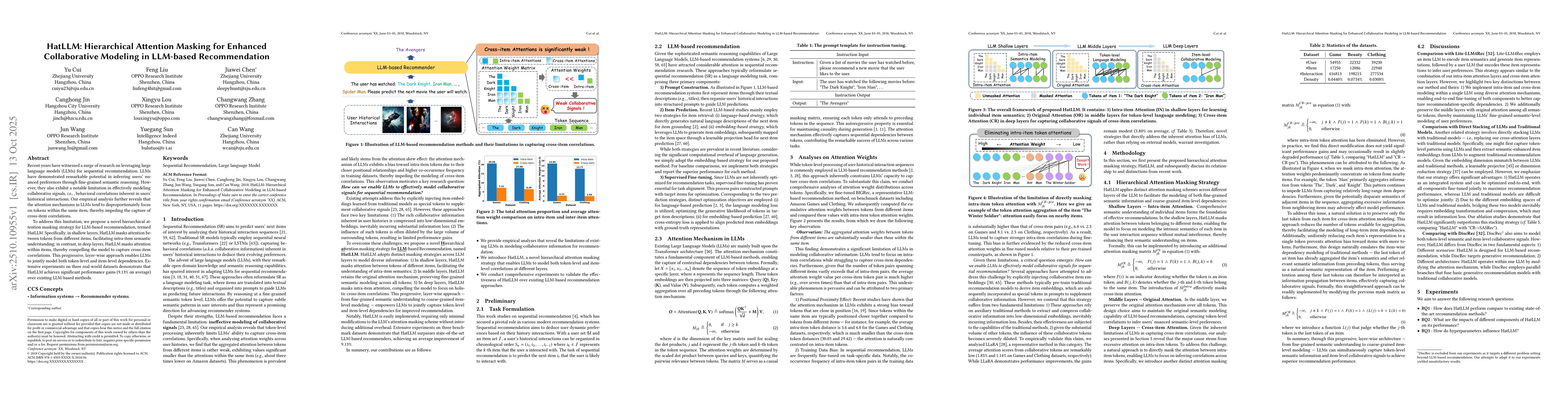 Thumbnail for HatLLM: Hierarchical Attention Masking for Enhanced Collaborative
  Modeling in LLM-based Recommendation