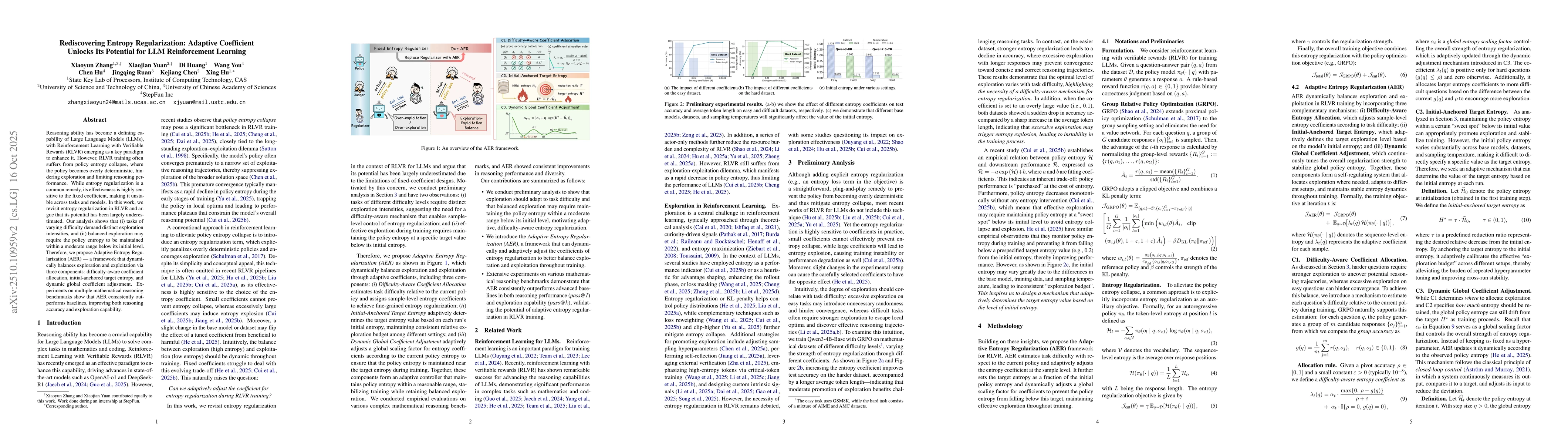 Thumbnail for Rediscovering Entropy Regularization: Adaptive Coefficient Unlocks Its
  Potential for LLM Reinforcement Learning