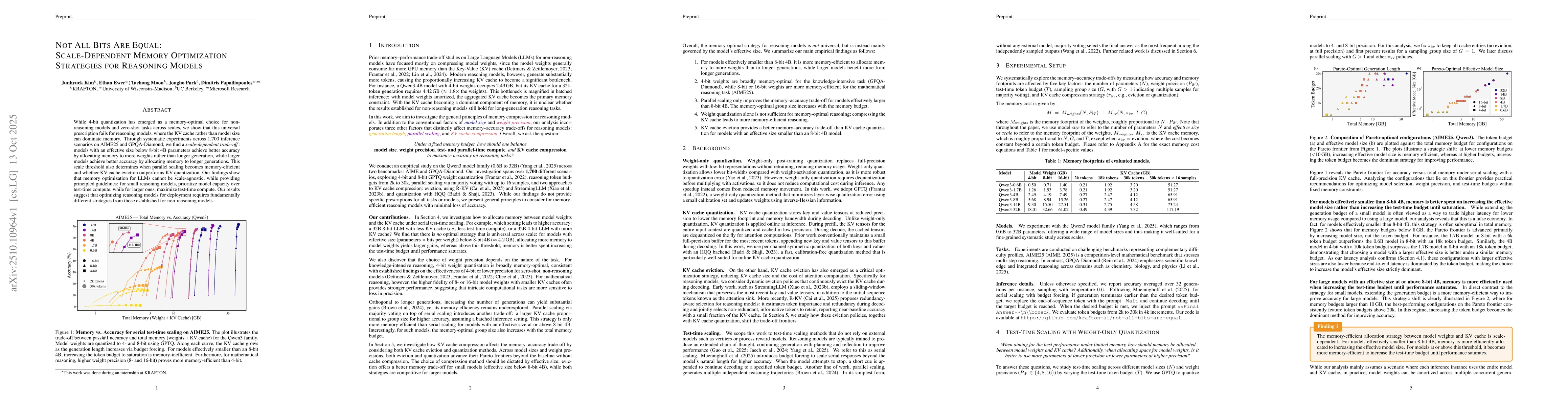 Thumbnail for Not All Bits Are Equal: Scale-Dependent Memory Optimization Strategies
  for Reasoning Models
