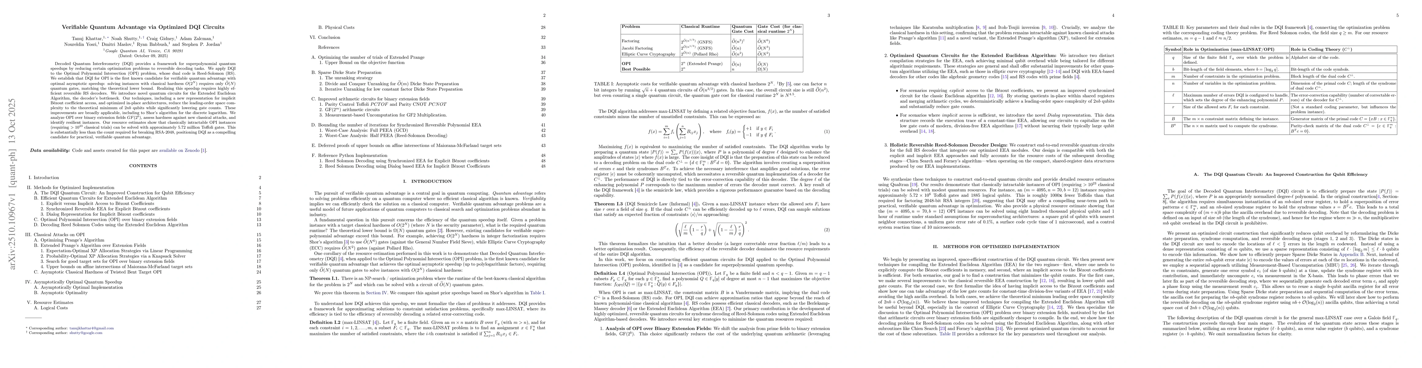 Thumbnail for Verifiable Quantum Advantage via Optimized DQI Circuits