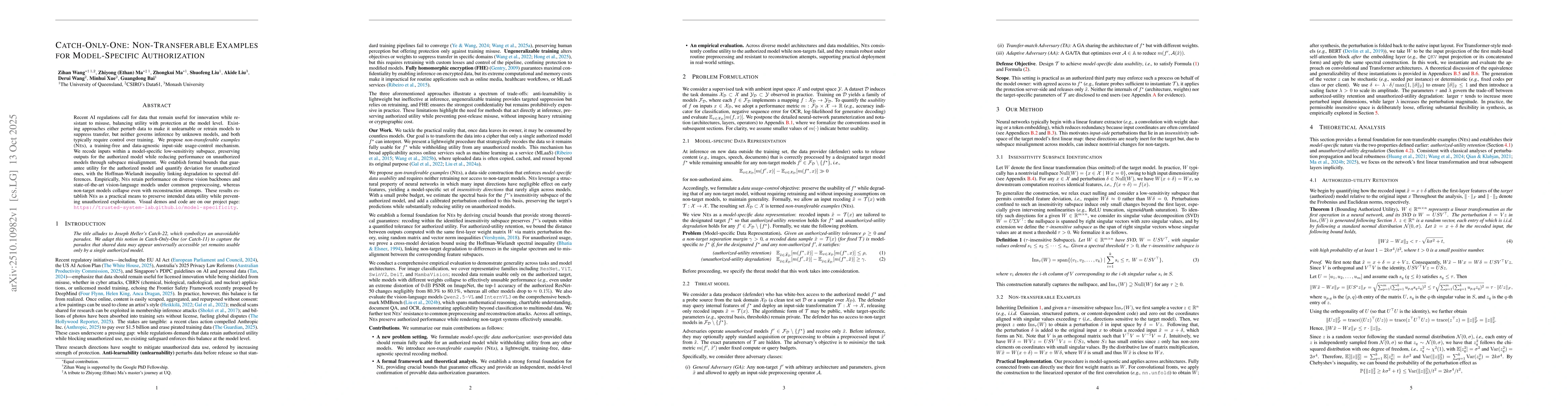 Thumbnail for Catch-Only-One: Non-Transferable Examples for Model-Specific
  Authorization