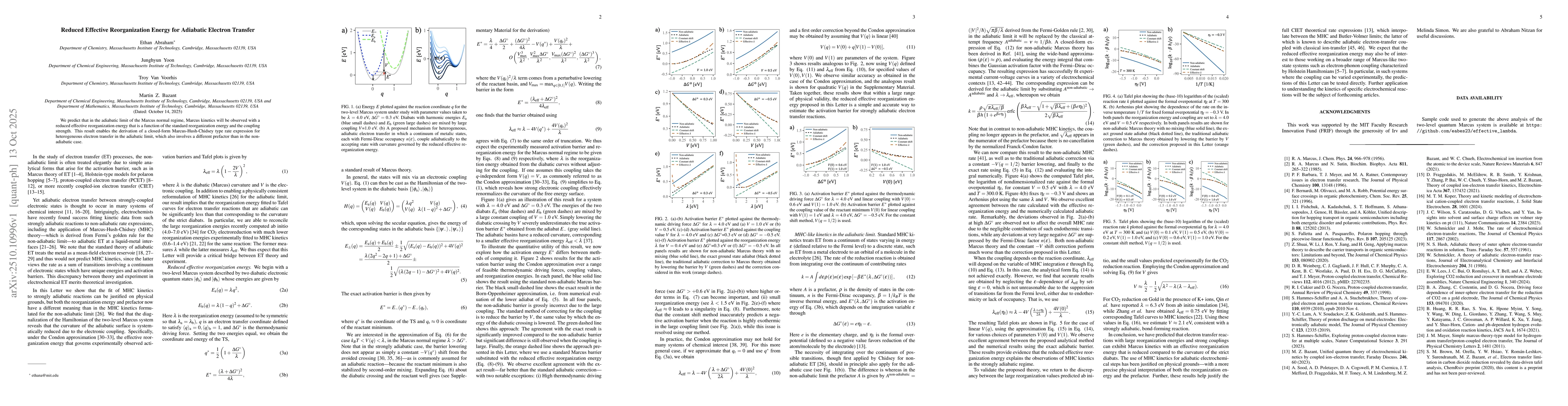 Thumbnail for Reduced Effective Reorganization Energy for Adiabatic Electron Transfer