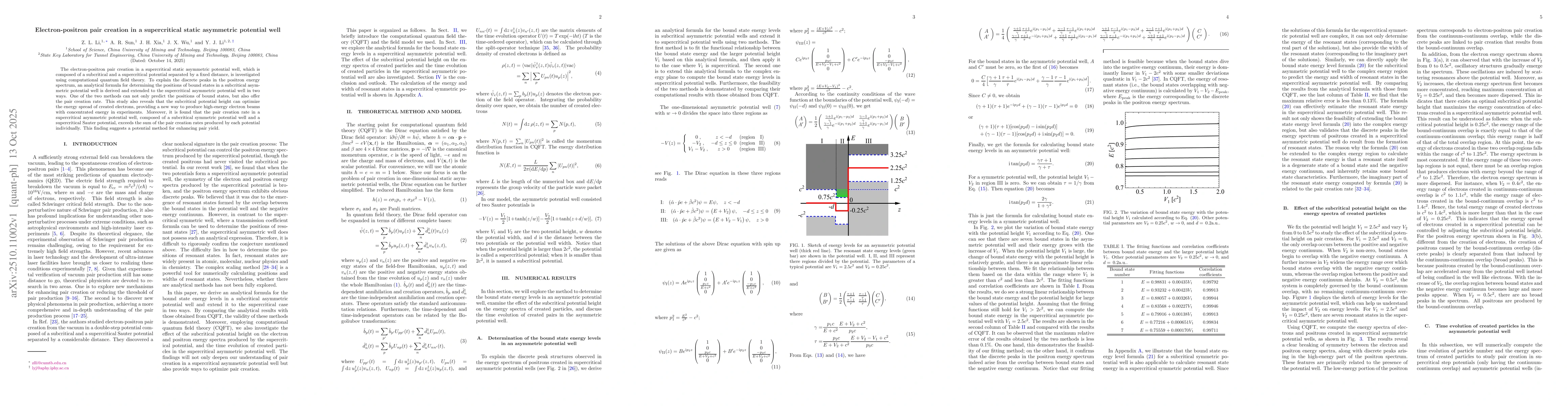 Thumbnail for Electron-positron pair creation in a supercritical static asymmetric
  potential well