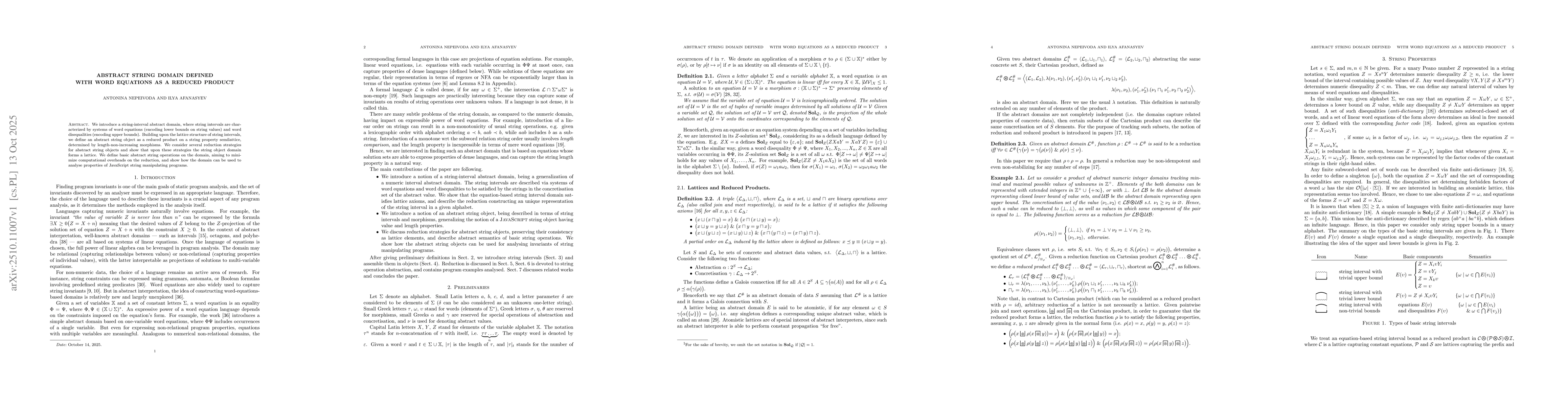 Thumbnail for Abstract String Domain Defined with Word Equations as a Reduced Product
  (Extended Version)