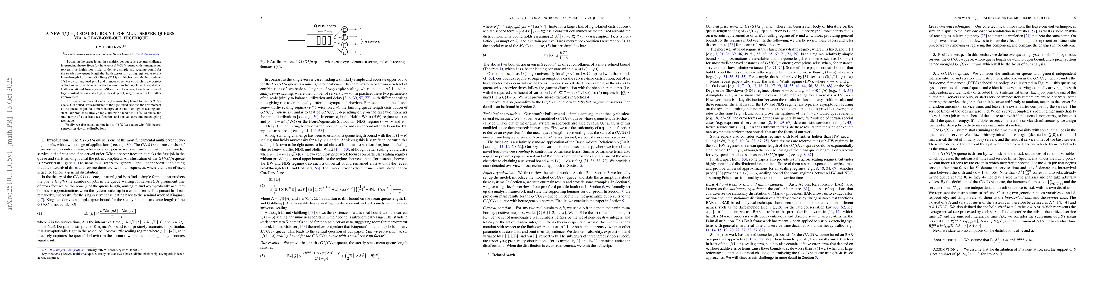 Thumbnail for A new $1/(1-ρ)$-scaling bound for multiserver queues via a
  leave-one-out technique