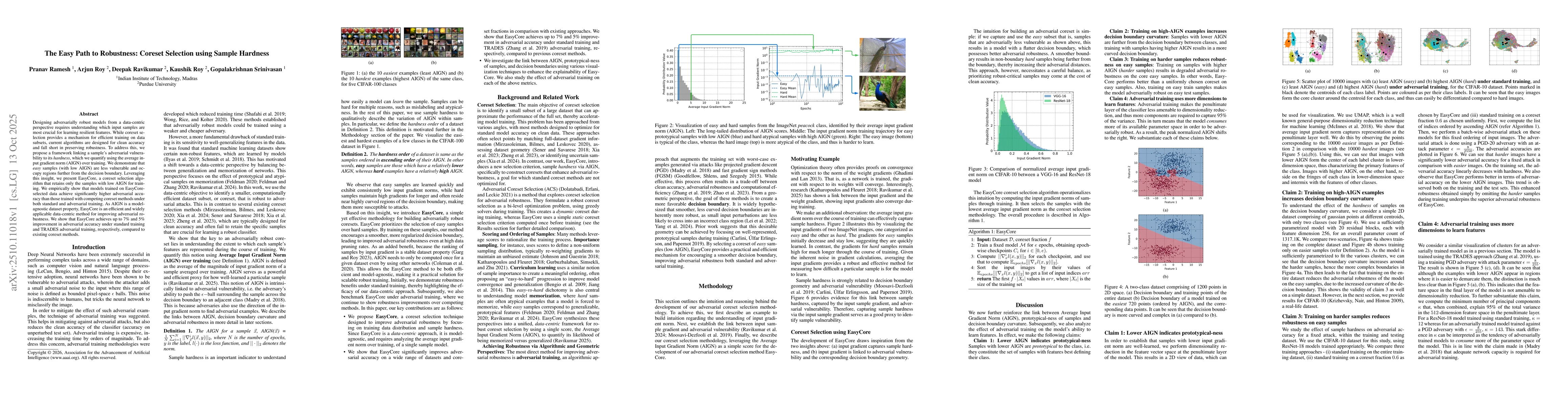 Thumbnail for The Easy Path to Robustness: Coreset Selection using Sample Hardness