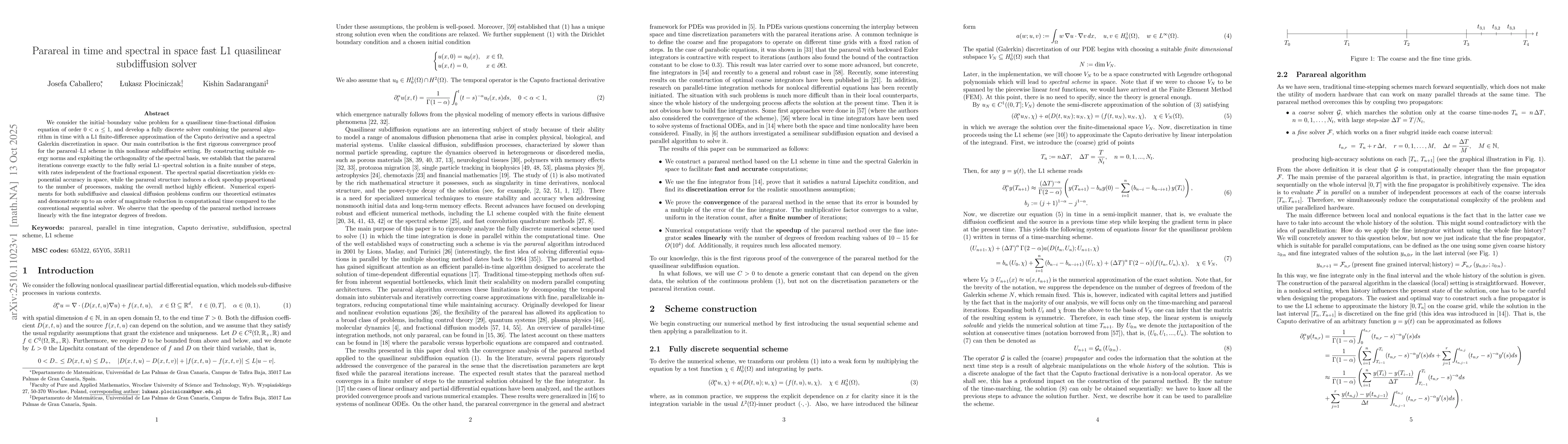 Thumbnail for Parareal in time and spectral in space fast L1 quasilinear subdiffusion
  solver