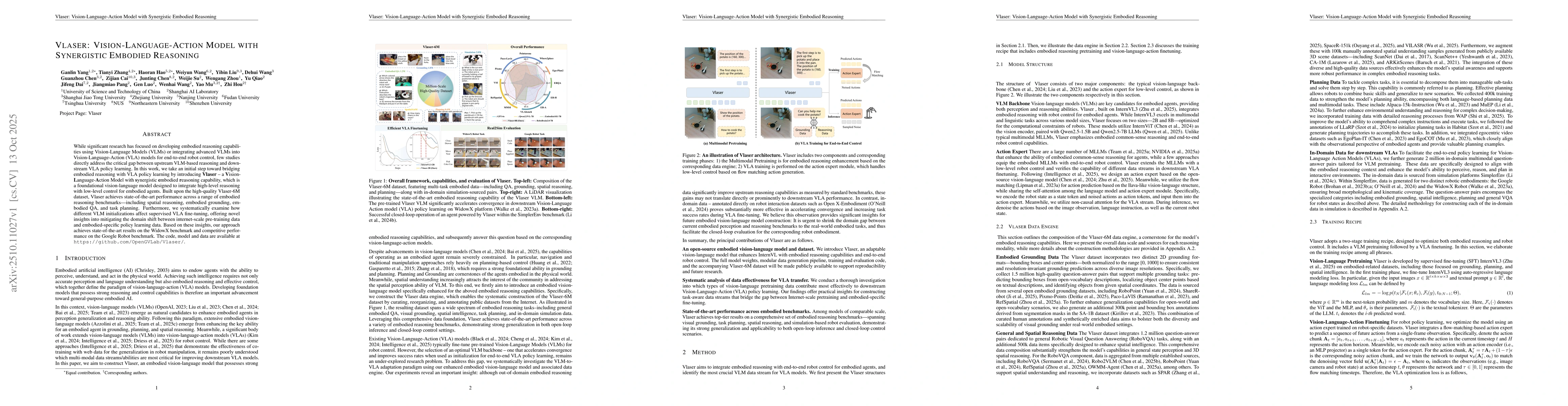 Thumbnail for Vlaser: Vision-Language-Action Model with Synergistic Embodied Reasoning