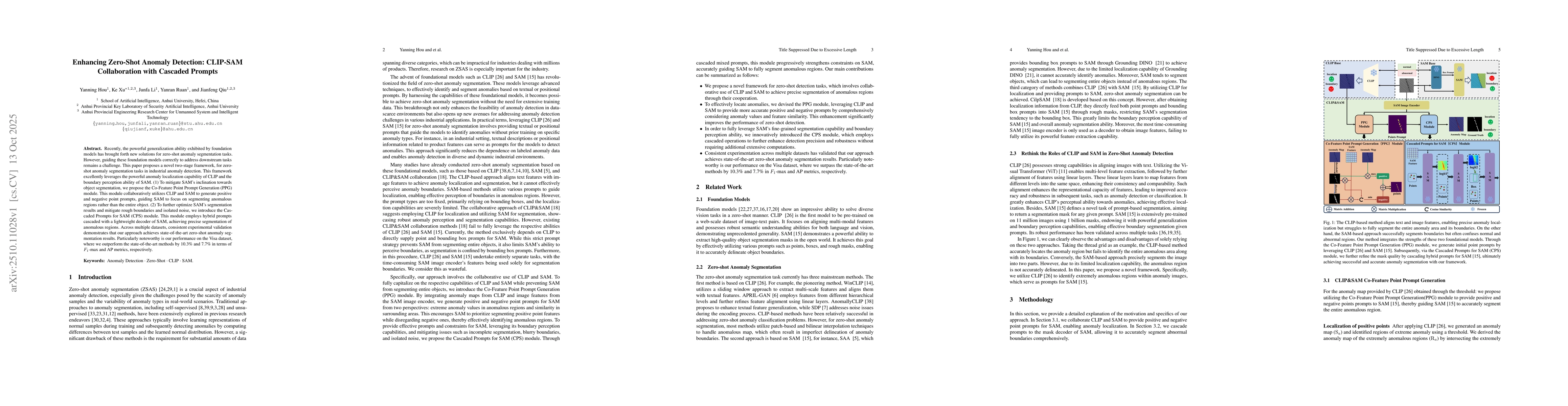 Thumbnail for Enhancing Zero-Shot Anomaly Detection: CLIP-SAM Collaboration with
  Cascaded Prompts