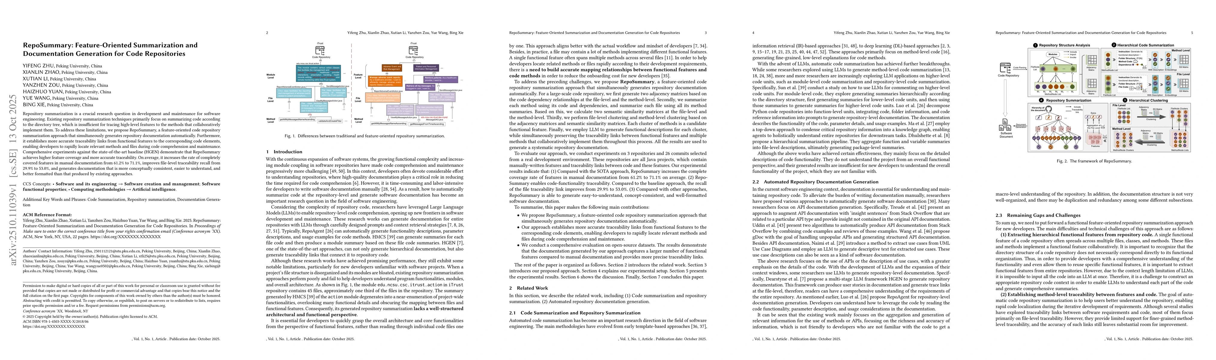 Thumbnail for RepoSummary: Feature-Oriented Summarization and Documentation Generation
  for Code Repositories