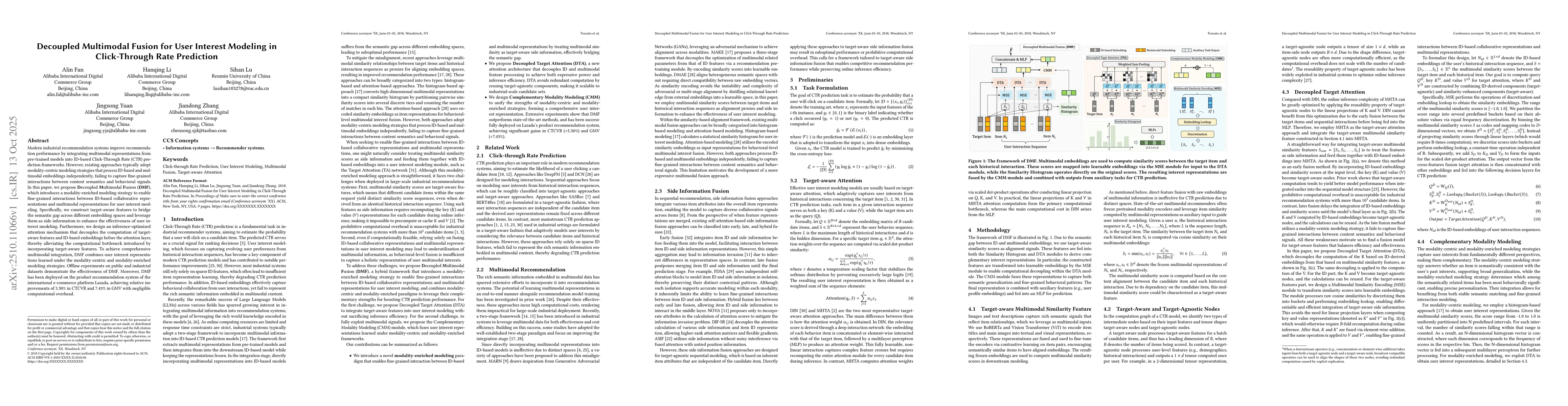 Thumbnail for Decoupled Multimodal Fusion for User Interest Modeling in Click-Through
  Rate Prediction